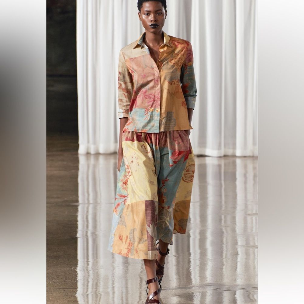 PRINTED MIDI SKIRT & SHIRT CO-ORD SET ZW COLLECTION M/L